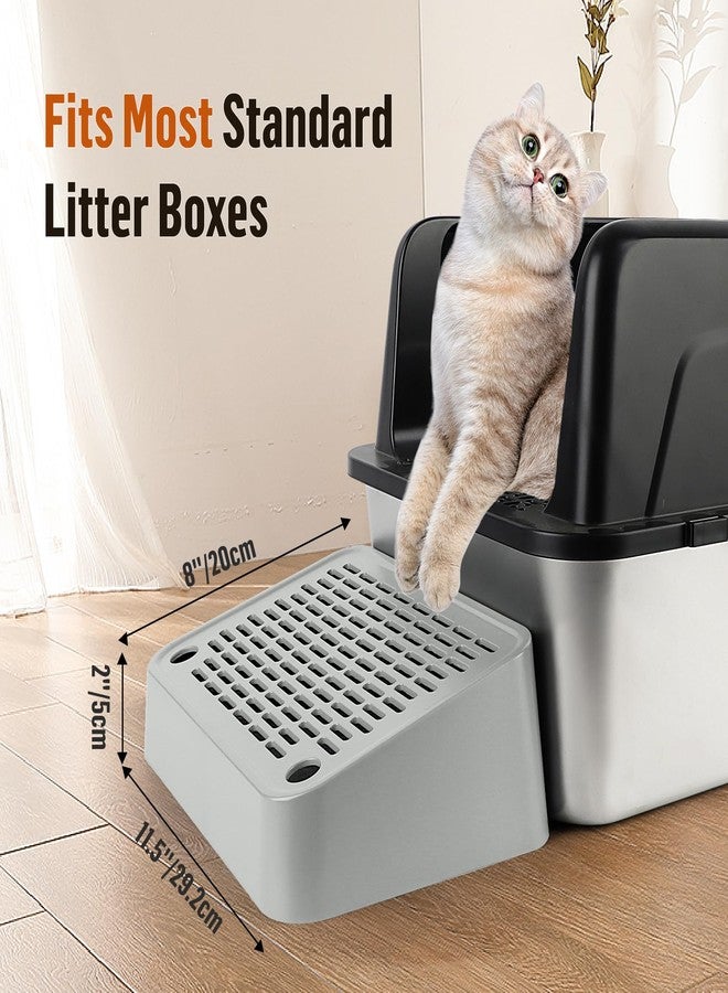 Bartuke Cat Litter Box Ramp, Litter Box Step Mat with Filter Function, Cat Litter Catcher for Self-Cleaning Litter Boxes, Cats Pedal Stool Ideal for Kitten & Elderly Cats (Light Grey) - Image 4