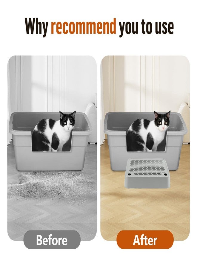 Bartuke Cat Litter Box Ramp, Litter Box Step Mat with Filter Function, Cat Litter Catcher for Self-Cleaning Litter Boxes, Cats Pedal Stool Ideal for Kitten & Elderly Cats (Light Grey) - Image 5