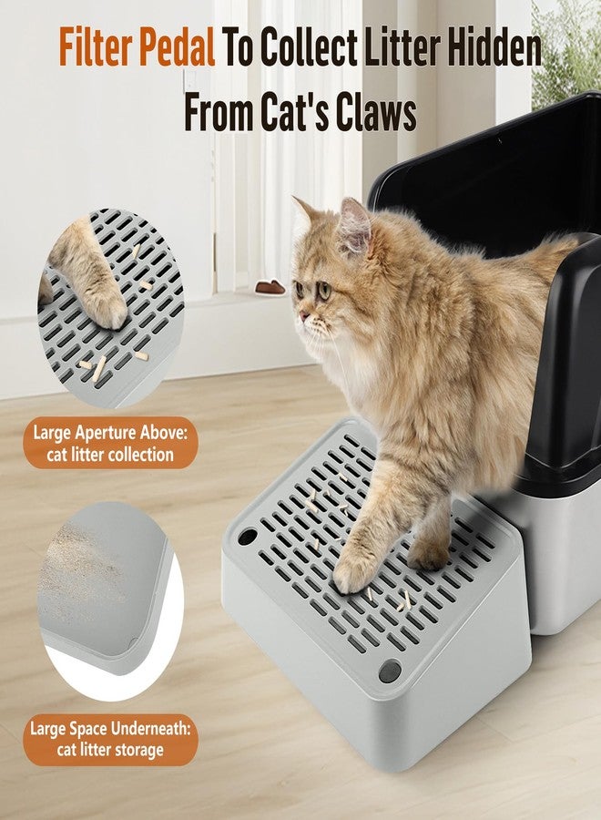 Bartuke Cat Litter Box Ramp, Litter Box Step Mat with Filter Function, Cat Litter Catcher for Self-Cleaning Litter Boxes, Cats Pedal Stool Ideal for Kitten & Elderly Cats (Light Grey) - Image 2