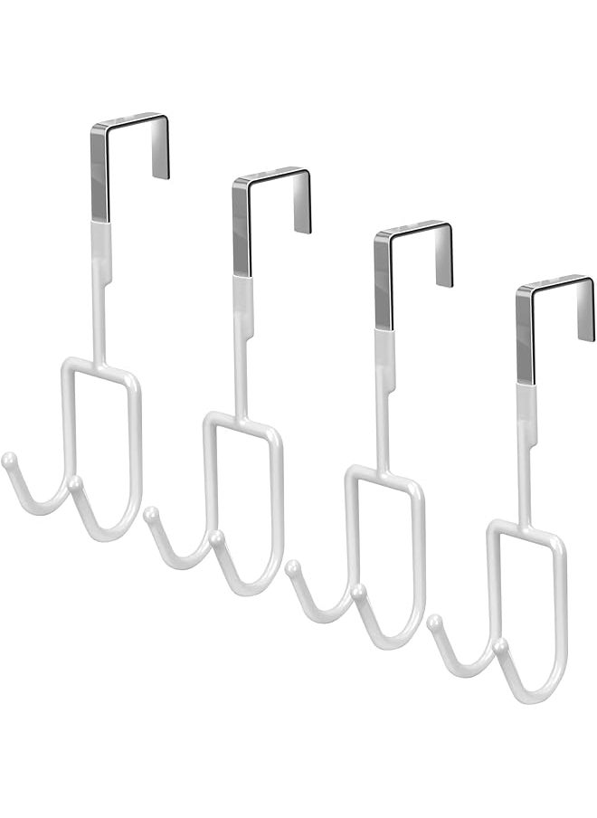 PROMASS promass Door Hooks, Door Double Hangers with Soft Rubber Heavy Duty Organizer Hooks for Living Room Kitchen Hanging Clothes（4 Pack White）  - Image 1