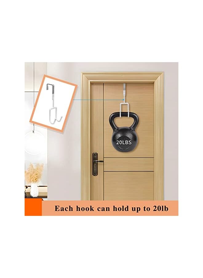 PROMASS promass Door Hooks, Door Double Hangers with Soft Rubber Heavy Duty Organizer Hooks for Living Room Kitchen Hanging Clothes（4 Pack White）  - Image 4