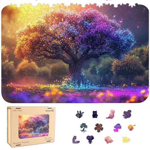 Qiuenisray Wooden Puzzles for Adults 500 Pieces Mothers Day Love Puzzle Tree of Life Jigsaw Puzzles Home Decor FSC Certified Unique Shape Wood Puzzle Piece Gift for Family Game 183x126 in - Image 1