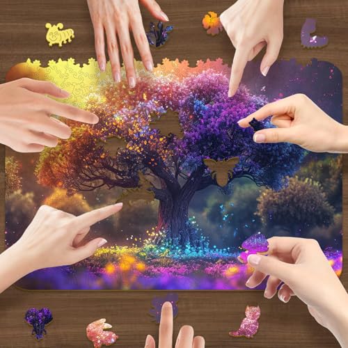 Qiuenisray Wooden Puzzles for Adults 500 Pieces Mothers Day Love Puzzle Tree of Life Jigsaw Puzzles Home Decor FSC Certified Unique Shape Wood Puzzle Piece Gift for Family Game 183x126 in - Image 5