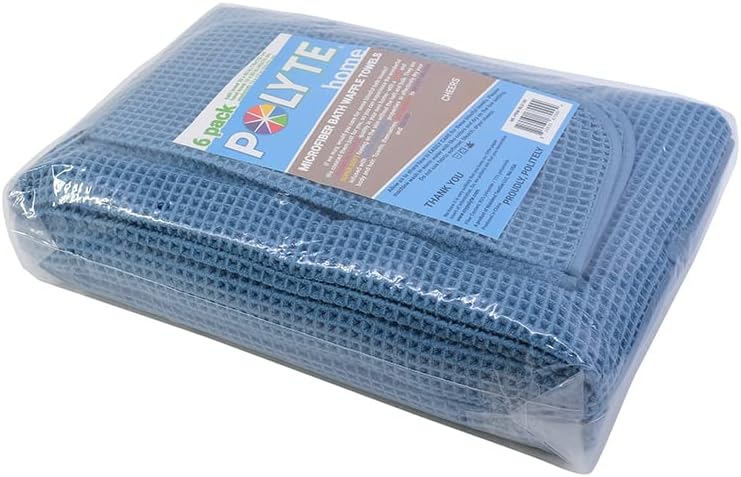 Polyte Oversize, 60 x 30 in., Quick Dry Lint Free Microfiber Bath Towel Set, 6 Piece (Waffle Weave) - Image 5