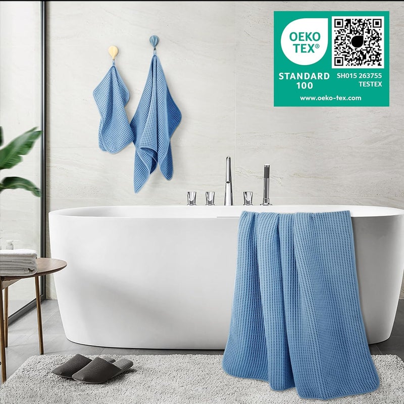 Polyte Oversize, 60 x 30 in., Quick Dry Lint Free Microfiber Bath Towel Set, 6 Piece (Waffle Weave) - Image 4