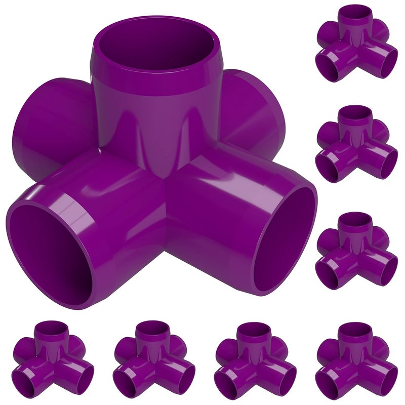 FORMUFIT 3/4" 5-Way Cross Furniture Grade PVC Fitting in Purple, Made in USA, UV-Resistant, Impact-Proof, 1.050” Actual Socket Diameter (Pack of 8) - F0345WC-PU-8 - Image 1