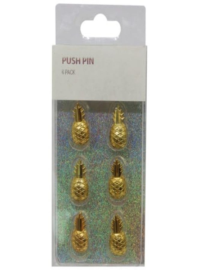 Decrative Gold Pineapple Push Pins, Metal, 6 Pack