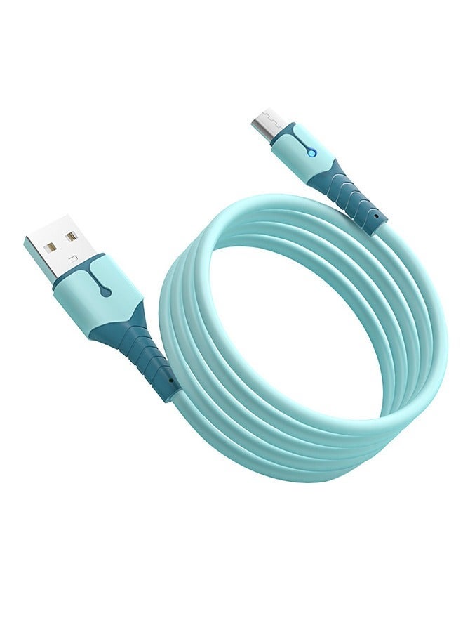 3 in 1 USB Super Fast Charging Cable 1M/5A, Soft Silicone Type-C Lightning Port Universal Charger Cable with indicator light, Compatible with Laptop/Tablet/Phone (Blue) - Image 5