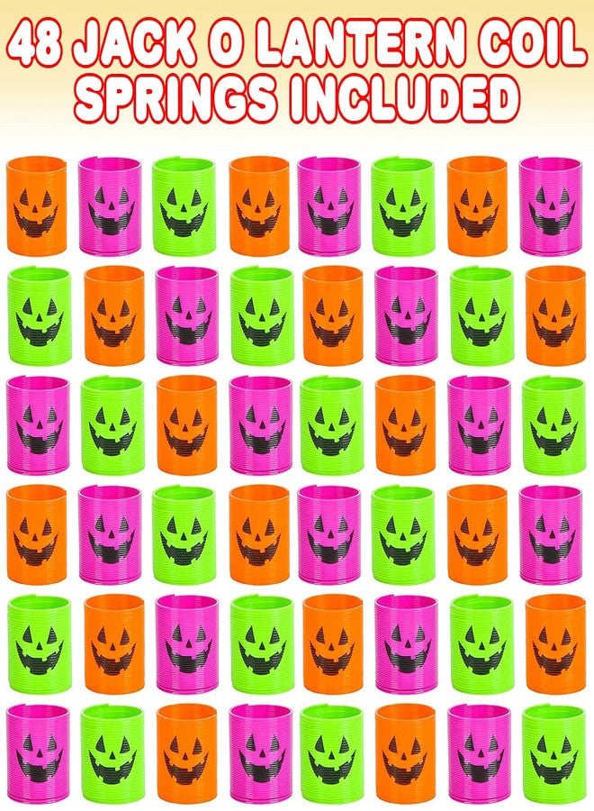 ArtCreativity فن الإبداع - نوابض جاك-أو-لانترن، مجموعة من 48، ألعاب سلايم بلاستيكية على شكل قرع بألوان متنوعة، هدايا هالوين غير حلوى، هدايا مرعبة، هدايا حفلات ممتعة، حشوات أكياس الهدايا للأطفال - Image 2