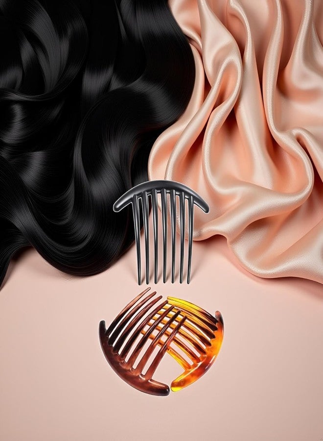 Essivox 3Pcs Hair Side Combs, 7 Tooth French Twist Plastic Hair Side Combs, Easy-to-Use Hairstyling Tool for Women Girls (Black and Brown) - Image 5