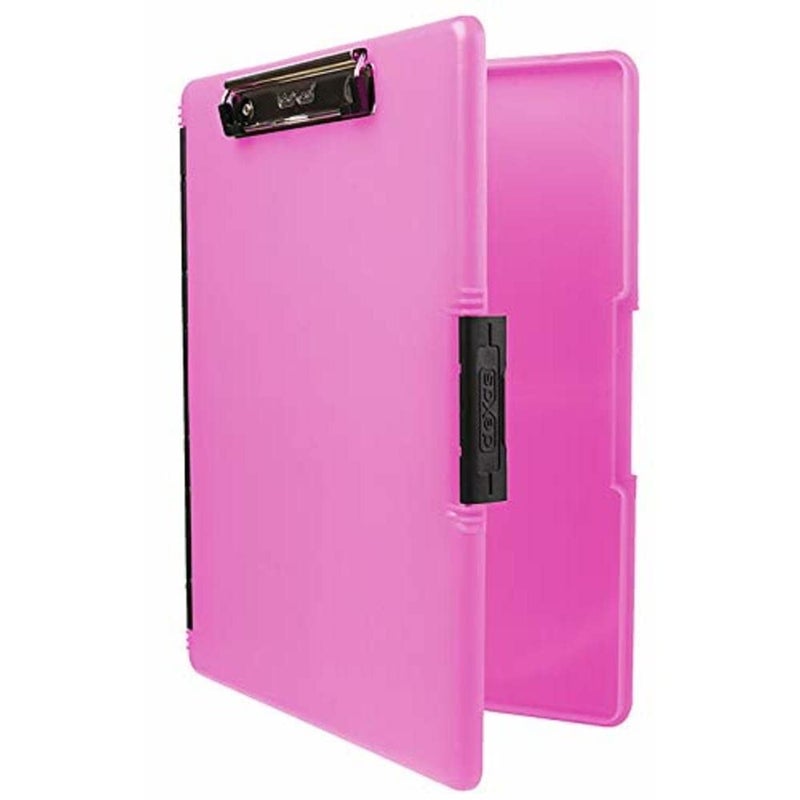 Dexas Slimcase 2 Plastic Clipboard with Storage and Side Opening Neon Pink Office Supplies Clipboards to Organize Carry and Store A4 Holder Style and Functionality Nursing Clipboards