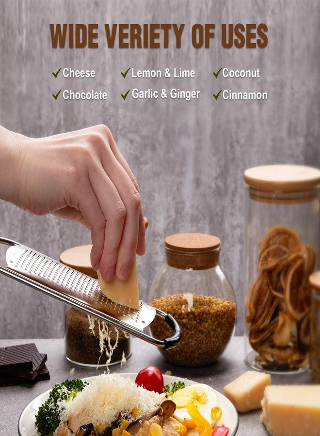 Tomorotec Stainless Steel Cheese Grater with Natural Wood Handle for Parmesan Cheese Lemon, Ginger, Cheese, Nutmeg, Potato, Chocolate and Garlic Small - Image 3