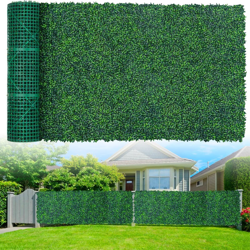 Grooy Artificial Boxwood Roll Panels,48"x 120"(40 sq.ft) UV-Anti Faux Ivy Leaves Privacy Fence Screen Grass Wall Roll Panels for Indoor Home Decor and Outdoor Garden Backyard - Image 1