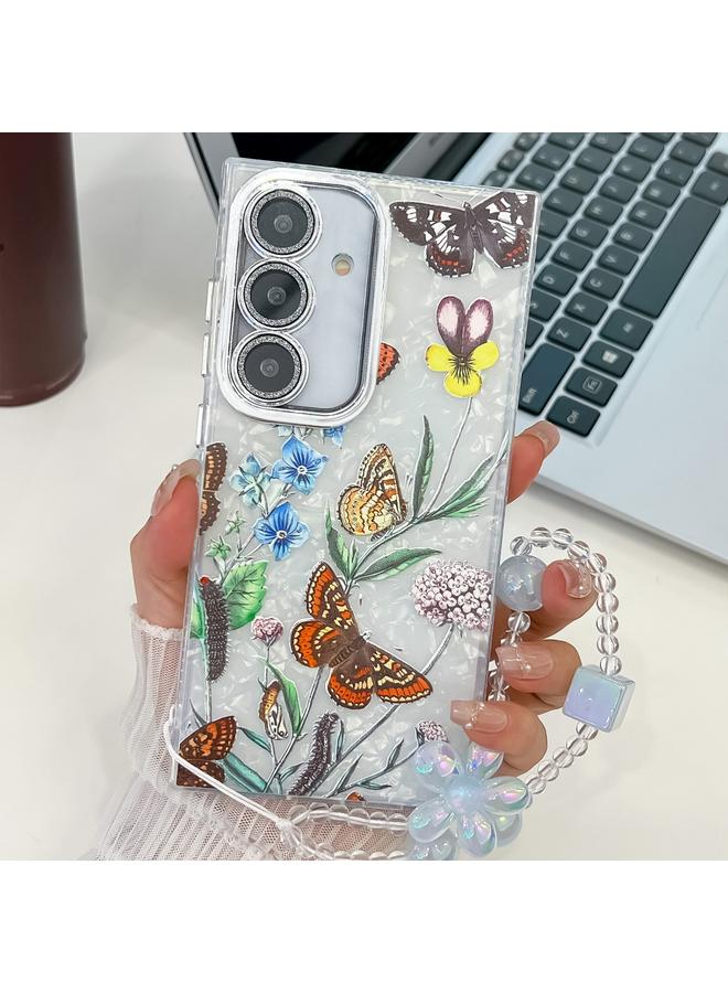 erorex Case For Samsung Galaxy A36 Electroplating Flowers Plants Texture Wristband TPU Phone Case - Image 1