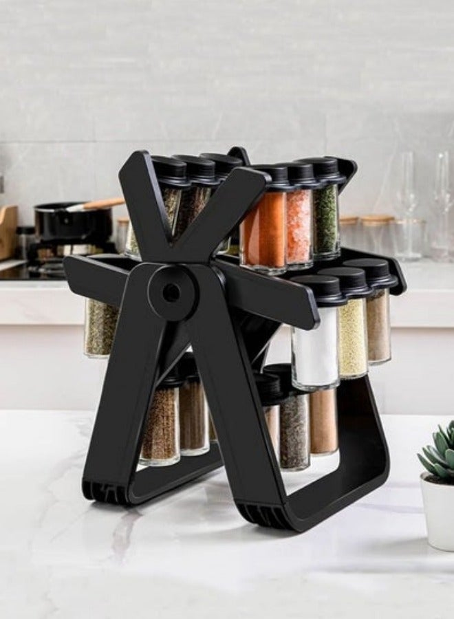 MIXDE Spice Jar Set with 18 Spice Jars 360 Degree Rotation Spice Rack  - Image 1