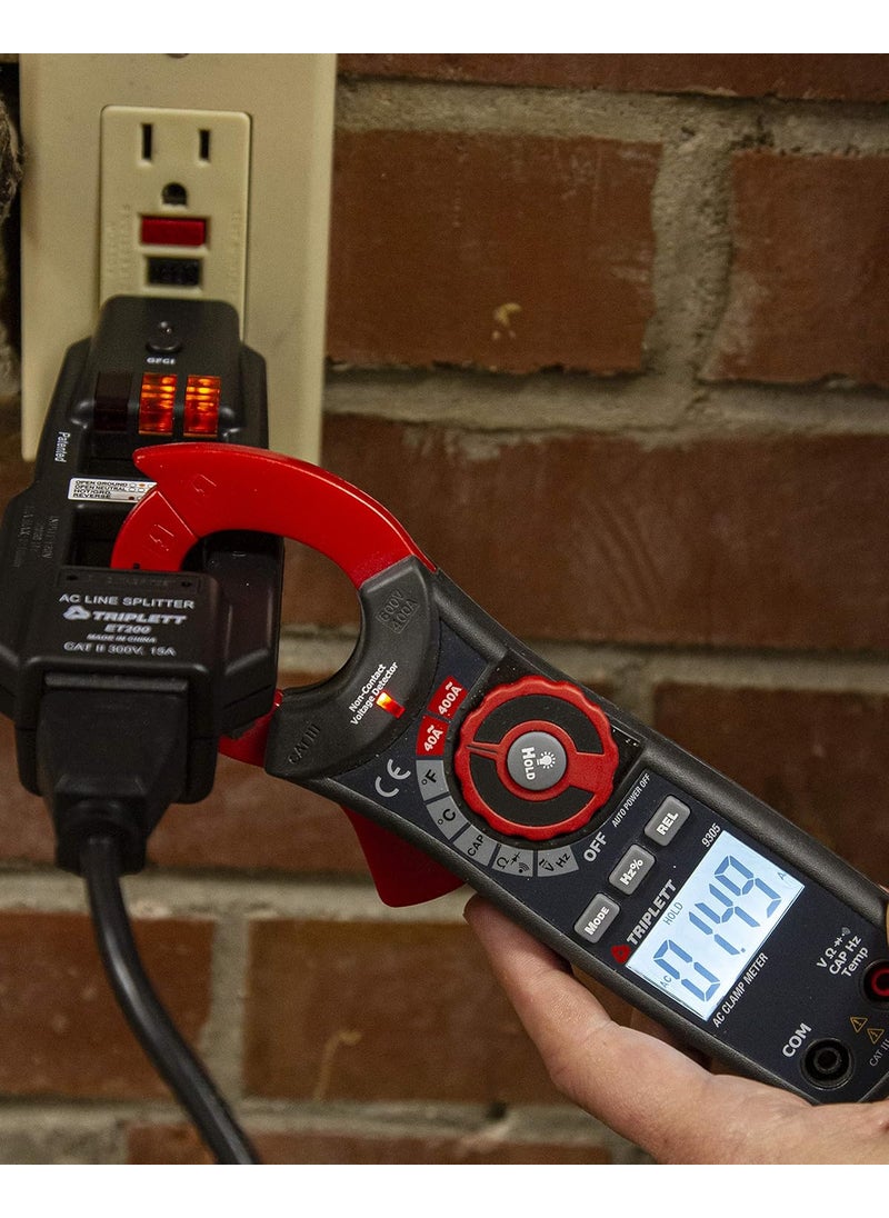 Triplett ET200 AC Line Splitter and GFCI OutletReceptacle Tester with 5 Visual Indicators