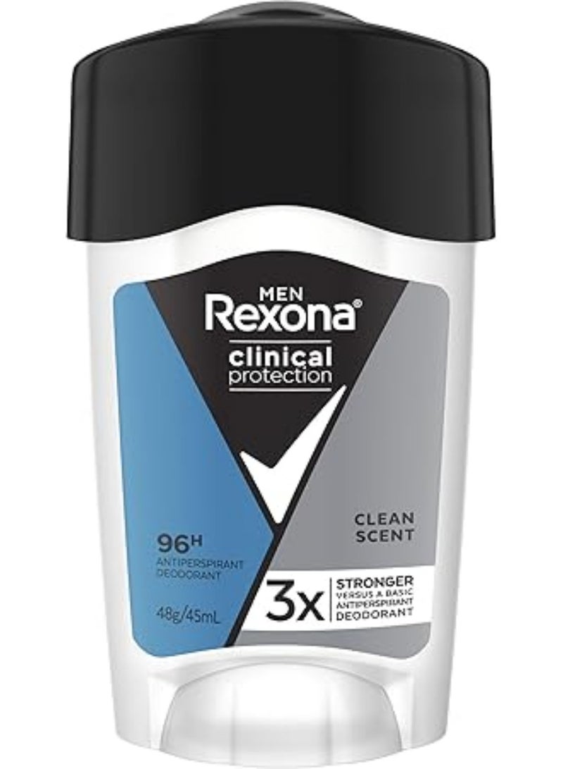 Rexona Rexona Men Clinical Protection Cream Antiperspirant  Deodorant Clean Scent -45Ml 