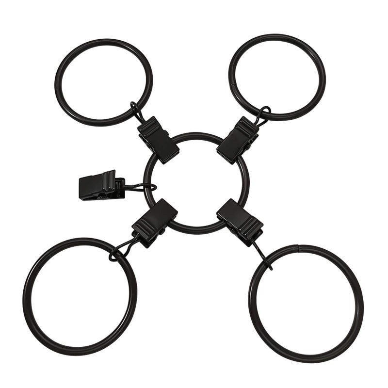 Amzseven 100 Pack Metal Curtain Rings With Clips Drapery Clips Hooks Decorative Curtain Rod Clips Hangers 1.5 Inch Interior Diameter Eyelets Rustproof Vintage Black - Image 4