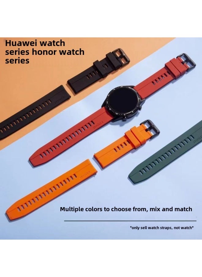 Generic - Suitable For huawei GT2 Watch GT3 Strap Watch3 Strap 2Pro Smart GT Quick Detonable Ear Silicone Strap-Color:For huawei Gt2/gt3 Two-color-mint Green And Black-Specifications:22mm-Silver Deduction - Image 1