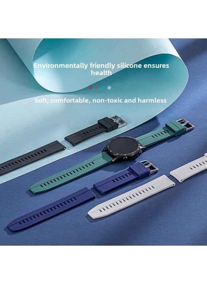 Generic - Suitable For huawei GT2 Watch GT3 Strap Watch3 Strap 2Pro Smart GT Quick Detonable Ear Silicone Strap-Color:For huawei Gt2/gt3 Two-color-mint Green And Black-Specifications:22mm-Silver Deduction - Image 1