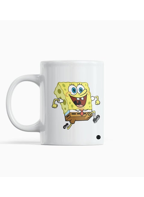 White mug printed with SpongeBob character design