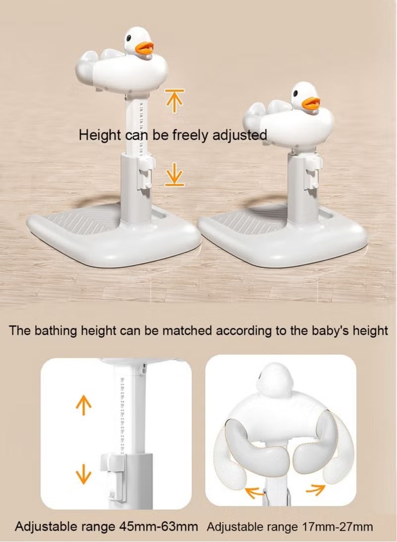 موش حامل استحمام للأطفال مع مقعد صغير، محطة استحمام قابلة لتعديل الارتفاع بشكل آمن مع قاعدة غير قابلة للانزلاق، مساعد استحمام محمول، تدفق مياه ذكي، برج استحمام قابل للعناق، وحامل استحمام على شكل دب للأطفال والرضع - Image 5