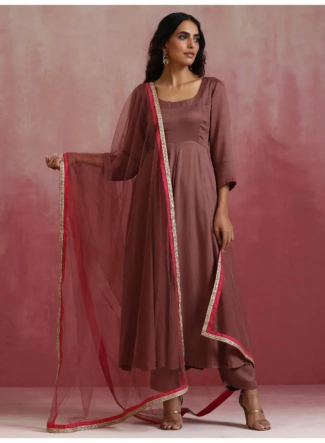 Brown Modal Anarkali Kurta Set
