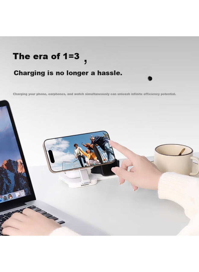 WP W&p Apple Wireless Charger 3-in-1 Magnetic Mini Fast Charging Portable Stand Base For Iphone 16 Pro Max, Airpods, And Iwatch - Image 4