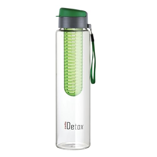 CELLO Fruit Infuser Glass Water Bottle for Office & Daily Use 750 ml Green | Durable & Stylish, Freezable & Fridge Safe, Leakproof Wide Mouth Leadfree Toughened Glass Water Bottle For Kitchen & Travel - Image 2