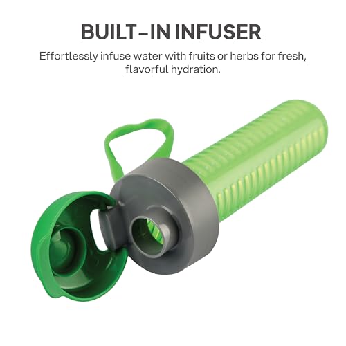 CELLO Fruit Infuser Glass Water Bottle for Office & Daily Use 750 ml Green | Durable & Stylish, Freezable & Fridge Safe, Leakproof Wide Mouth Leadfree Toughened Glass Water Bottle For Kitchen & Travel - Image 4
