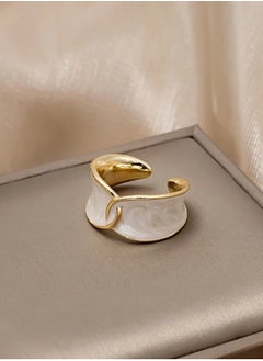 Elegance Trendy Fashionable Gold & White Ring For Women One Size  - Image 1