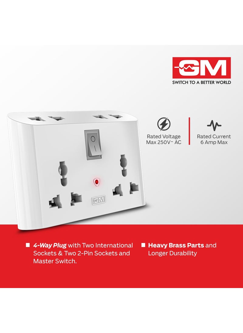 GM GM 3019 3 Pin Universal Multi Plug Travel Adaptor with 6 AMP for Home Applications Computers Laptops  - Image 4