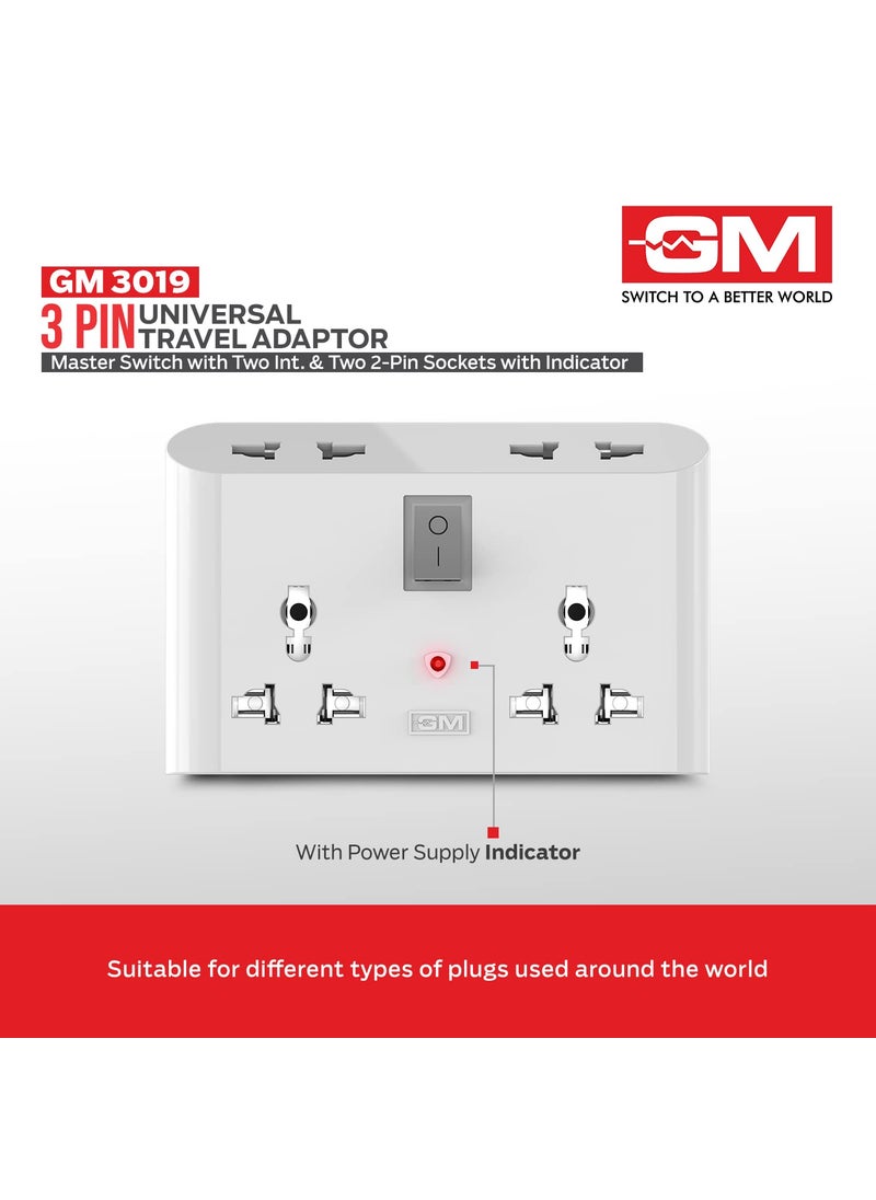 GM GM 3019 3 Pin Universal Multi Plug Travel Adaptor with 6 AMP for Home Applications Computers Laptops  - Image 3