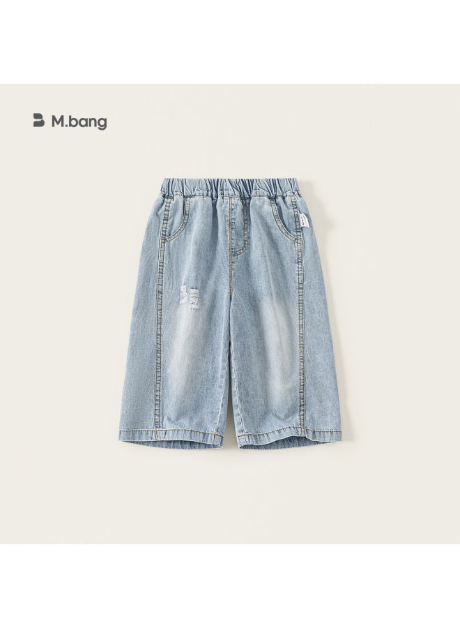 Bangxuan Children's Wear Boys' Pants Summer Solid Color Kids' Jeans Patchwork Toddler Straight-leg Pants Baby Long Pants