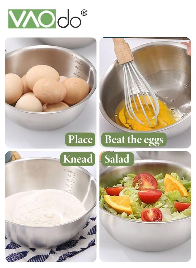 Mixing Bowl and Colander Stainless Steel Bowl for Salad Pasta Mixing Dough Baking Colander for Cooking Sifter Strainer Sliver