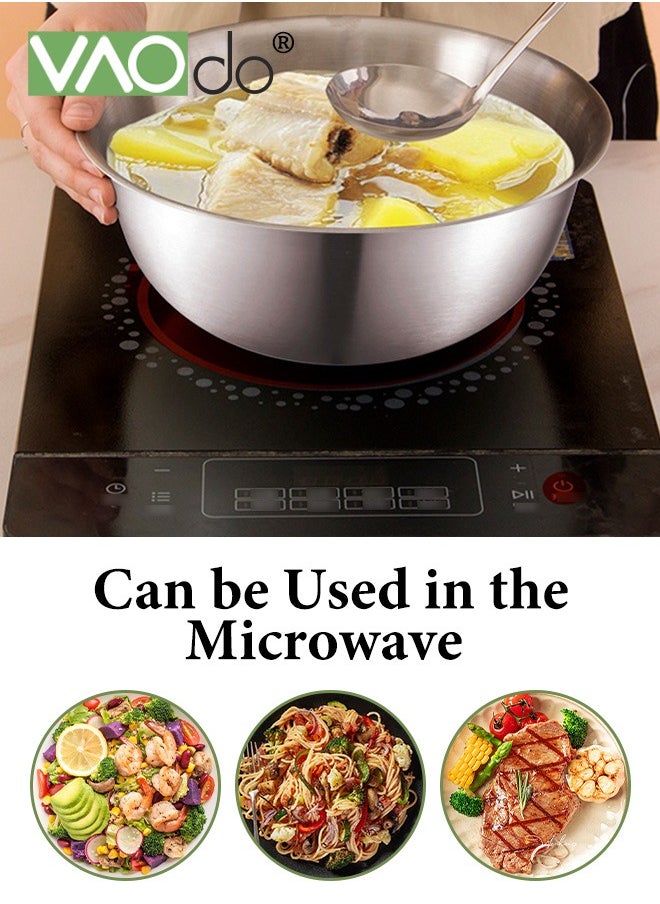 Mixing Bowl and Colander Stainless Steel Bowl for Salad Pasta Mixing Dough Baking Colander for Cooking Sifter Strainer Sliver