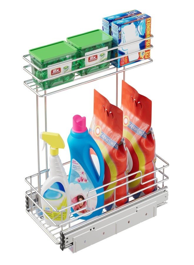 STORKING Under Sink Organizer 9" W X17 D, Pull Out Cabinet Organizer 2 Tier, Under Sink Slide Out Chrome Plated, Under Kitchen Bathroom Organizer, Pantry Cabinet Closet Organization Rack, 1 Pack - Image 1