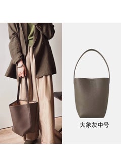 The Row Leather Bucket Bag New Large CapacityElephant gray medium top layer cowhide for ipad Elephant gray medium top layer cowhide for ipad