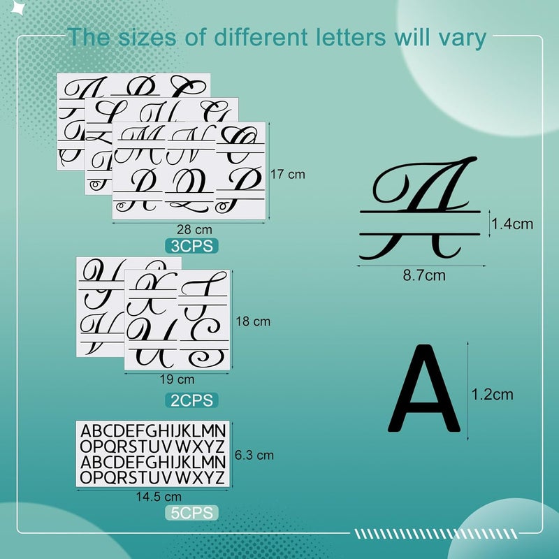 Glenmal 10 Sheets Iron on Letters Bottle Holder Split Iron on Heat Stickers Transfers Monogram Custom Name Stickers Az Letter Alphabets for Water Bottle Carrier Bag Clothing Tshirt DIY Fabric Craft - Image 3