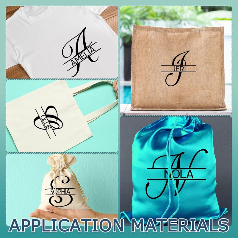 Glenmal 10 Sheets Iron on Letters Bottle Holder Split Iron on Heat Stickers Transfers Monogram Custom Name Stickers Az Letter Alphabets for Water Bottle Carrier Bag Clothing Tshirt DIY Fabric Craft - Image 4