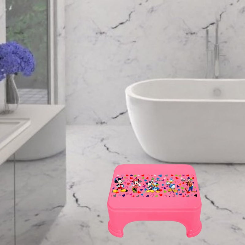 Urbane Home Urbane Home Disney Team Mickey Print Bathroom StoolDurable Plastic Stool for KitchenStool for KidsPatla for Toilet Pink  - Image 4