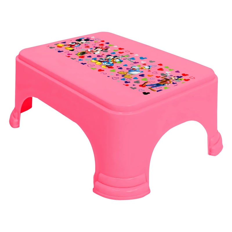 Urbane Home Urbane Home Disney Team Mickey Print Bathroom StoolDurable Plastic Stool for KitchenStool for KidsPatla for Toilet Pink  - Image 2