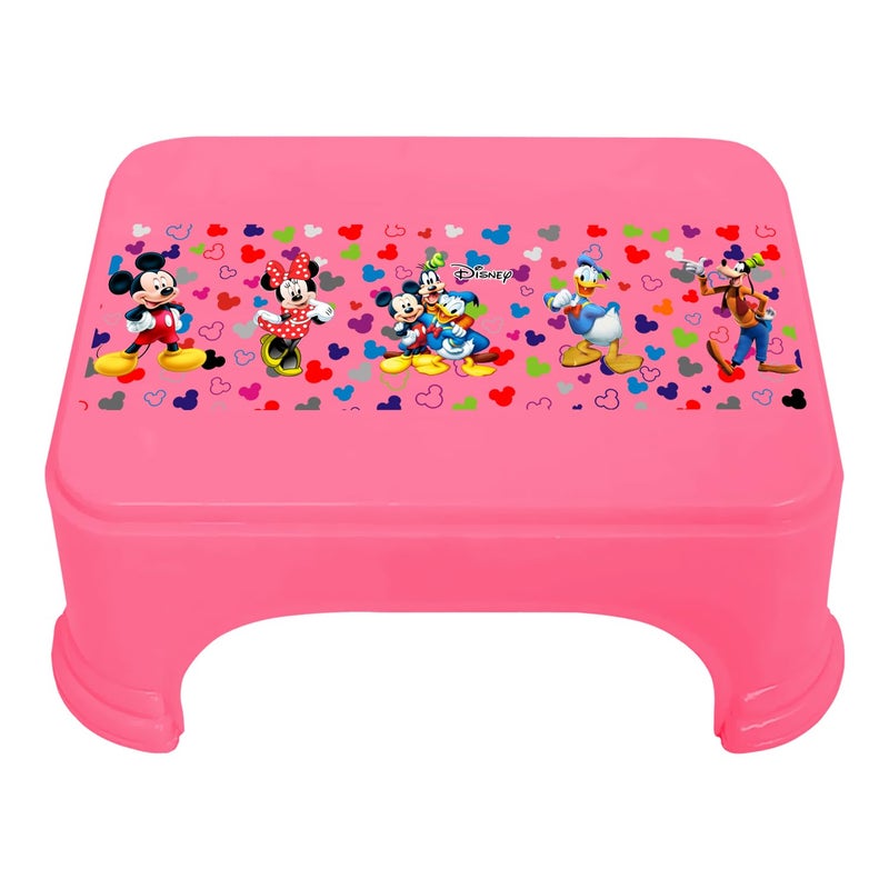 Urbane Home Urbane Home Disney Team Mickey Print Bathroom StoolDurable Plastic Stool for KitchenStool for KidsPatla for Toilet Pink  - Image 1