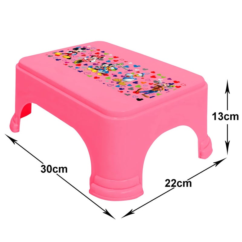 Urbane Home Urbane Home Disney Team Mickey Print Bathroom StoolDurable Plastic Stool for KitchenStool for KidsPatla for Toilet Pink  - Image 5