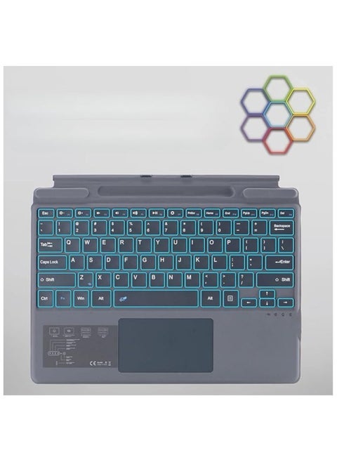 Backlit Bluetooth Keyboard Compatible with Microsoft Surface Pro 11 (2024),Magnetic 7-Color Backlit Bluetooth Removable Keyboard with Magnetic Pen Slot