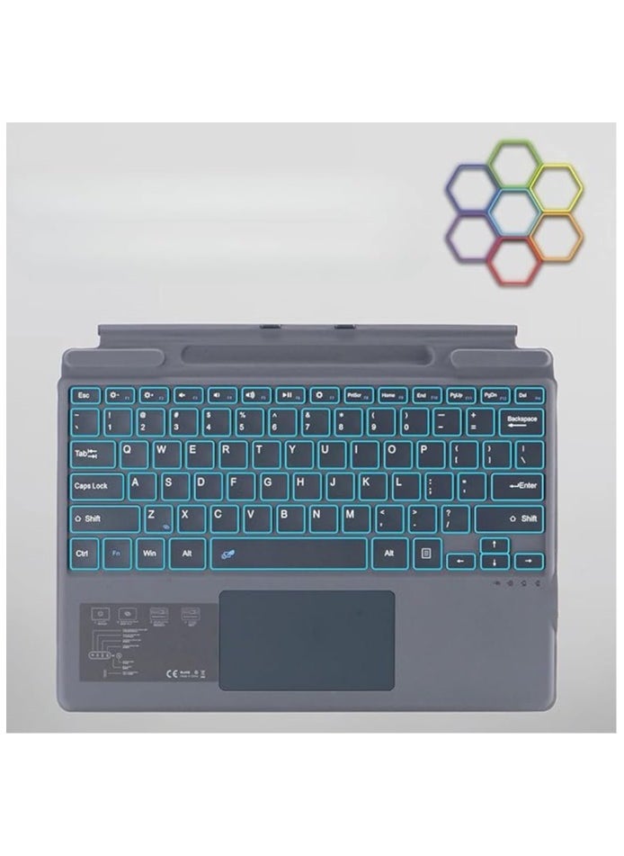 Generic Backlit Bluetooth Keyboard Compatible with Microsoft Surface Pro 11 (2024),Magnetic 7-Color Backlit Bluetooth Removable Keyboard with Magnetic Pen Slot  - Image 1