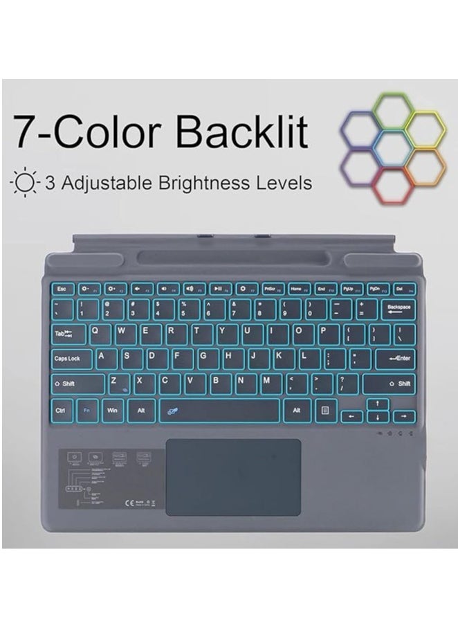 Generic Backlit Bluetooth Keyboard Compatible with Microsoft Surface Pro 11 (2024),Magnetic 7-Color Backlit Bluetooth Removable Keyboard with Magnetic Pen Slot  - Image 2