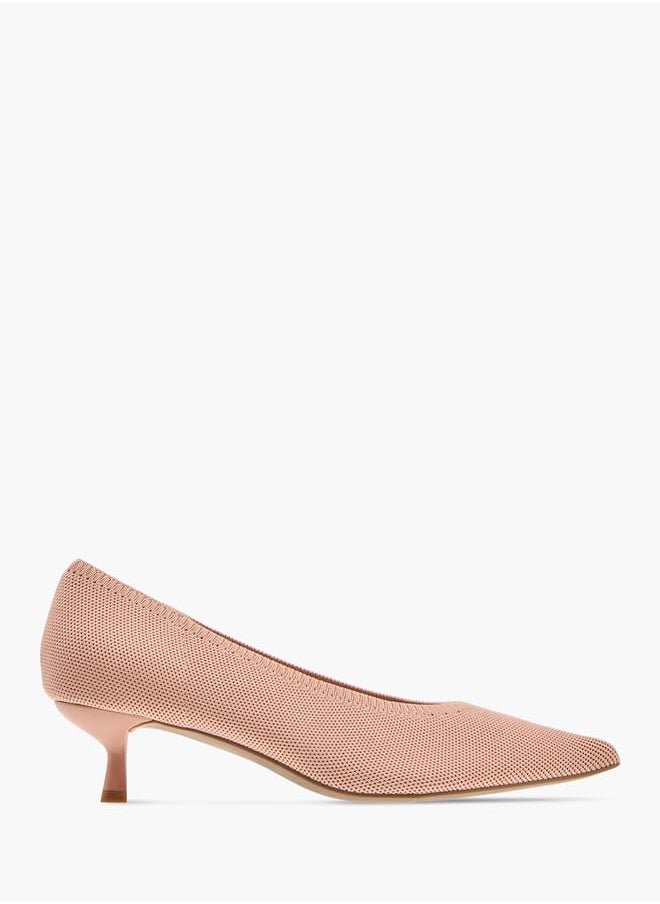 Celeste Womens Textured Slip-On Pumps With Kitten Heels  - Image 3