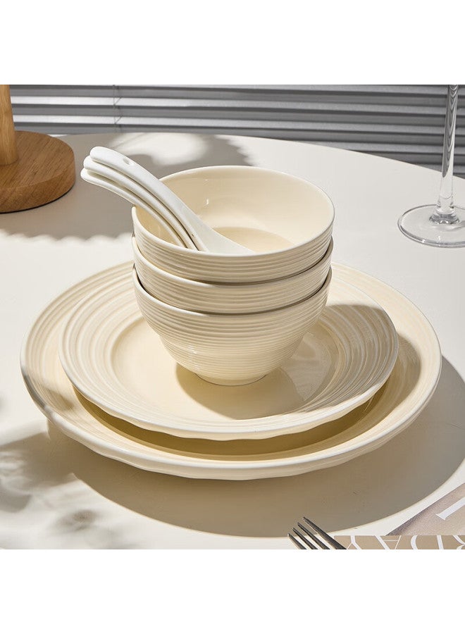 Treejack Fresh Cream-style Brushed Ceramic Bowl And Plate Dinnerware Set, Housewarming Gift, High-quality Bowls And Plates, 44-piece Gift Box - Image 2
