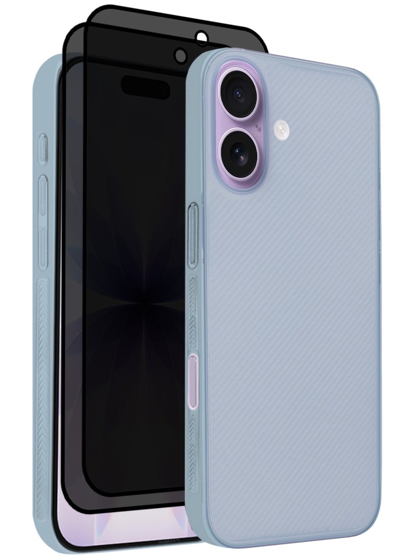 CATANES 3 Packs Case Cover for iPhone 17 - Sturdy Durable Ultra-Thin Case - Air Skin Line Design Transparent Back Cover -  Drop Protection Cover  with Two Privacy Screen Protectors - Light Blue - Image 1